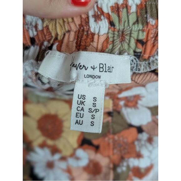 Haver & Blair London Floral Cropped Wide Leg Pants with Pockets Sz S - Picture 3 of 7